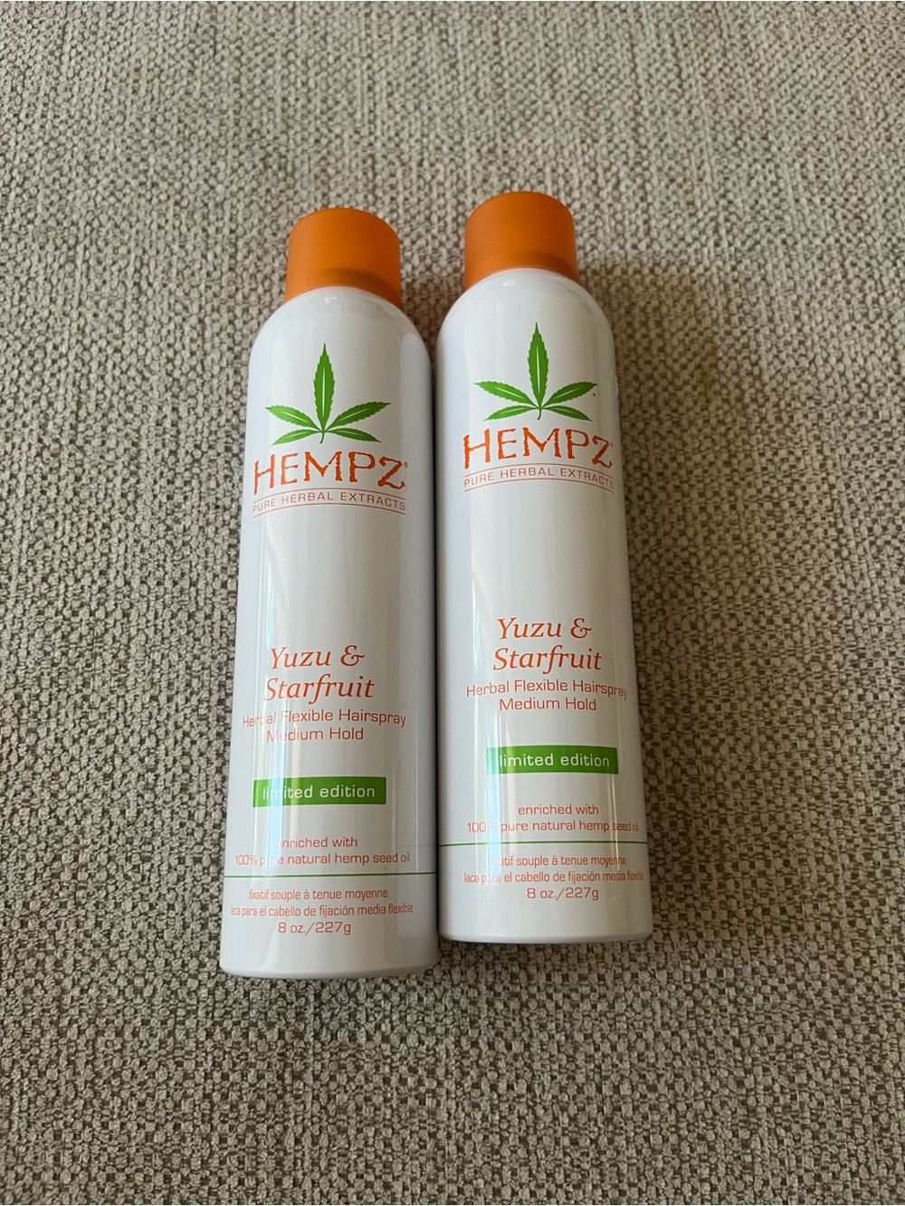2 Hempz Yuzu Starfruit Herbal Flexible Hairspray Medium Hold 8 fl oz